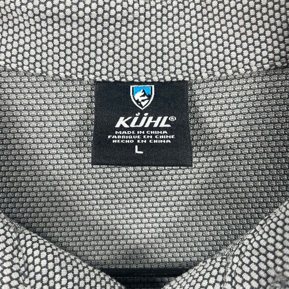 Kuhl Polo Shirt Men's Large Gray Geometric Allover Double Chest Pockets Stretch - Picture 4 of 10